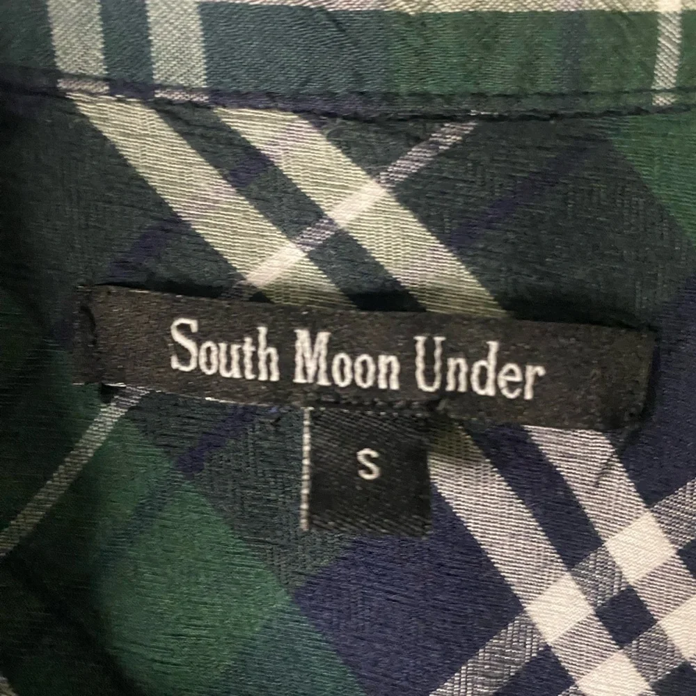 South Moon Under Green Blue Plaid Long Sleeve Button Down Western Shirt Small